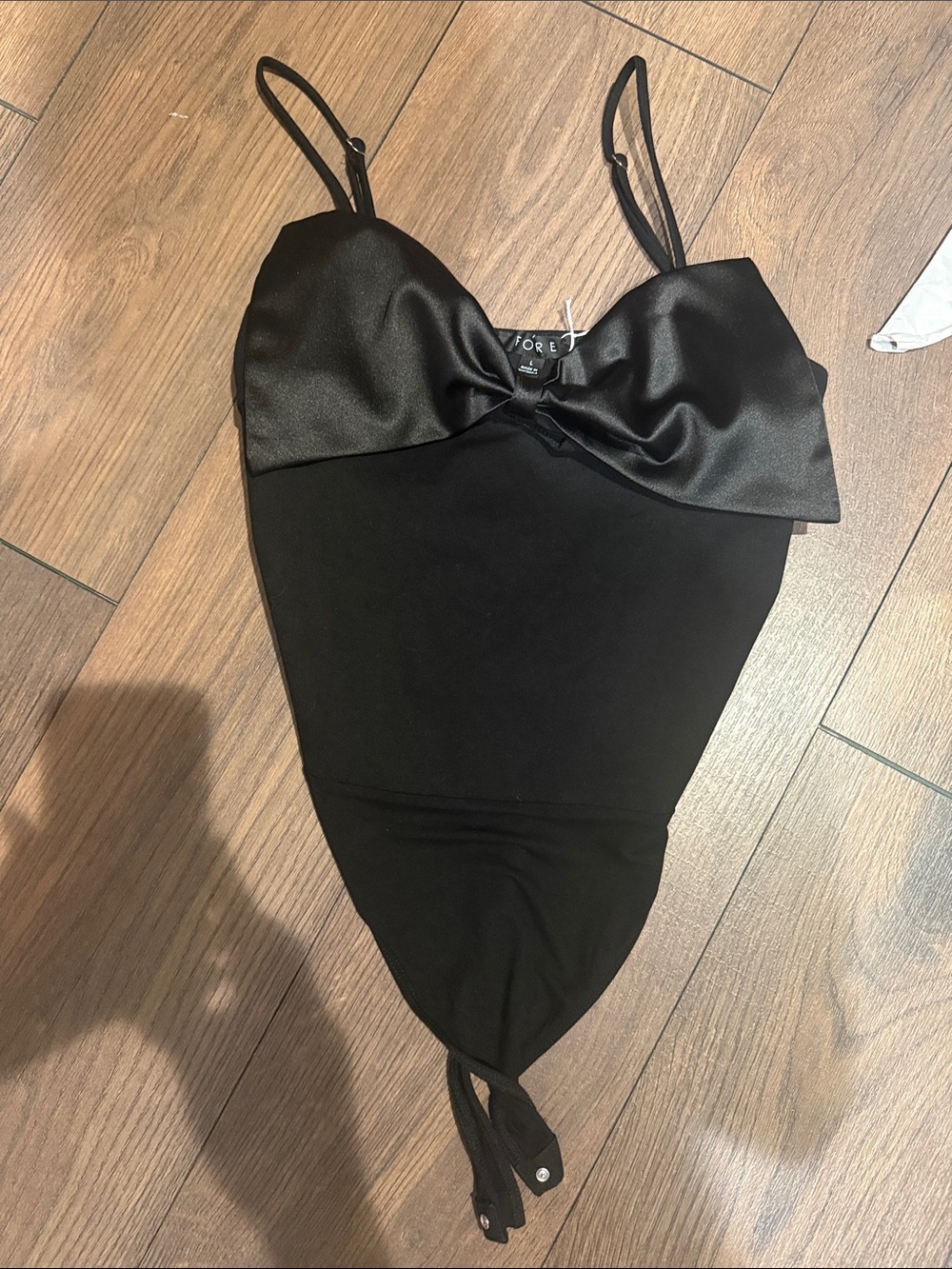 Boutique black bodysuit with  Satin-Trim Bow. Worn once size large